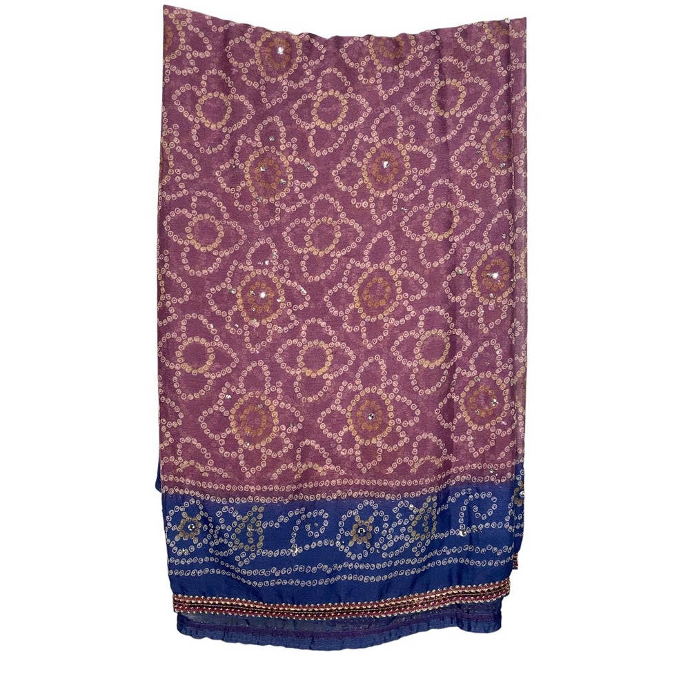 Women's Blue & Purple Indian Bandhani Style Sari / Saree